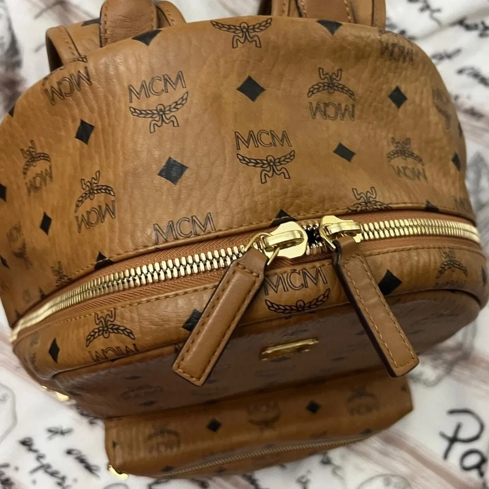 MCM Tan Stark Backpack with Iconic Monogram - Picture 3 of 10